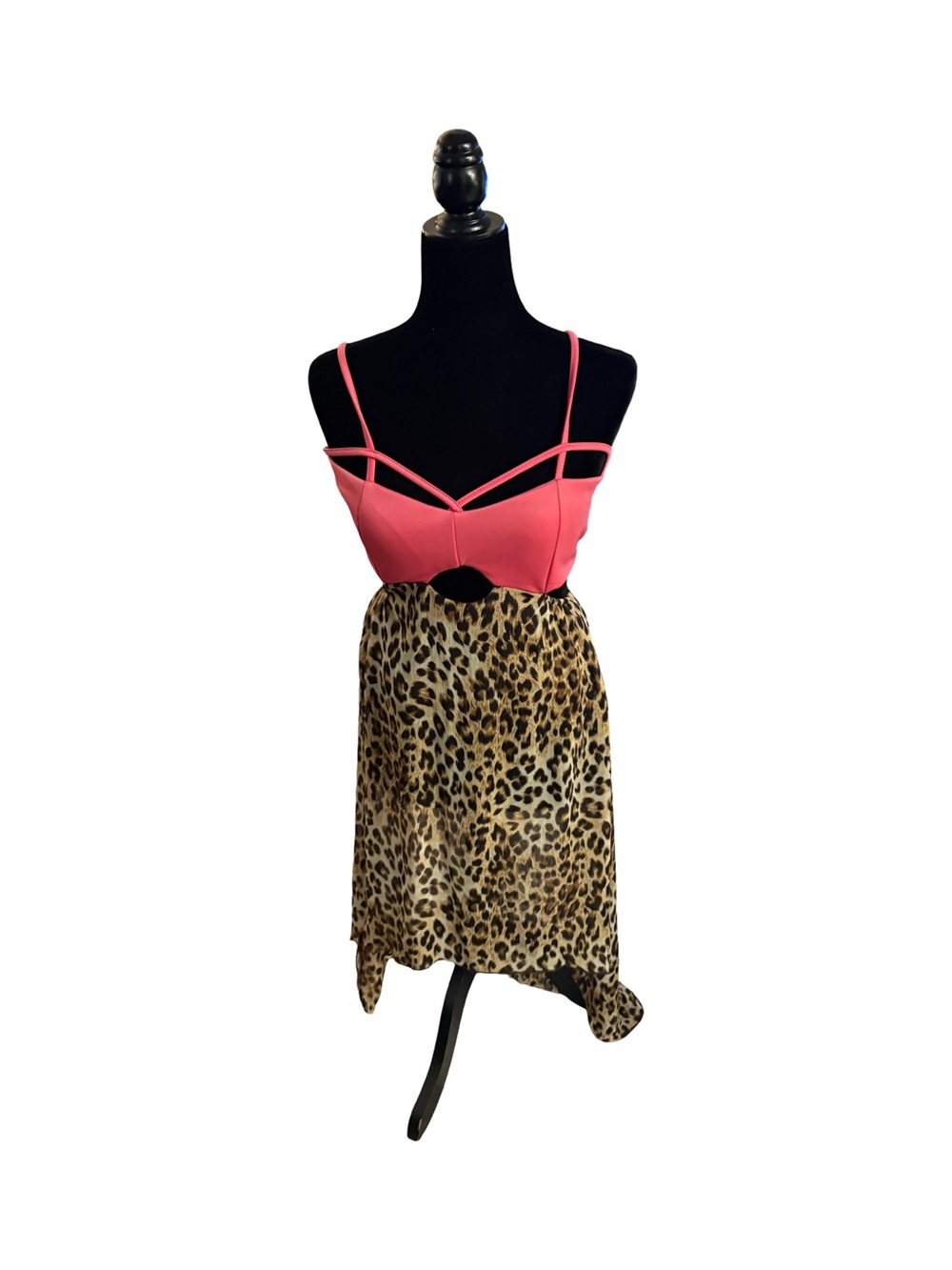 Body Central Pink Strappy Top Leopard Print Skirt Dress
